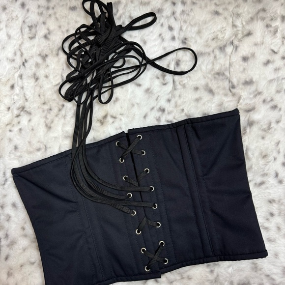 Snatched by A.D corset metal boning waist trainer cinch lace up tie back black - Picture 3 of 11